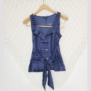 Lucky Brand Button Down Sleeveless Tie Front Top